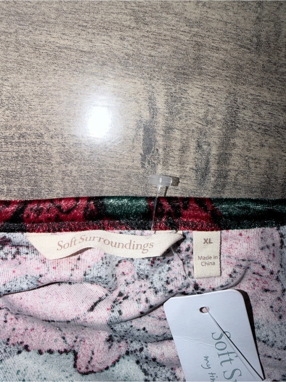 NWT Soft Surroundings red velvet Maxi Dress with Red Floral Print - Picture 4 of 5